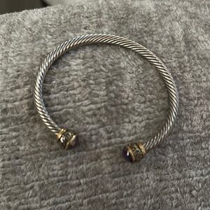 Elegant Silver and Gold Bracelet with Purple Accents